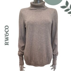 🛍️3/$40 RW&CO Women’s Knit Sweater | Roll Neck | Long Sleeve | Button Cuff Large